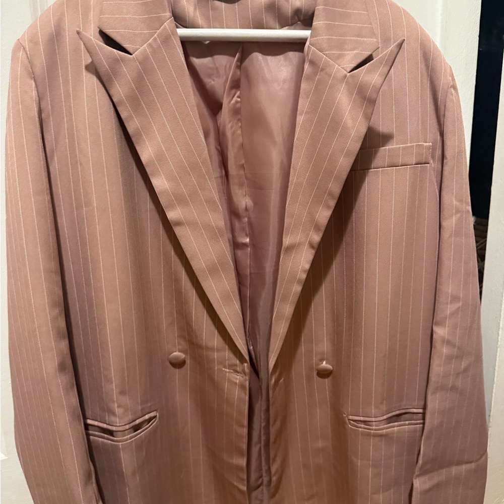 Missguided Blush Pinstripe Blazer
